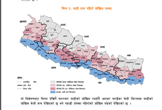 पहिरोको जोखिममा छन् यी २१ जिल्ला 